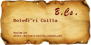 Bolvári Csilla névjegykártya